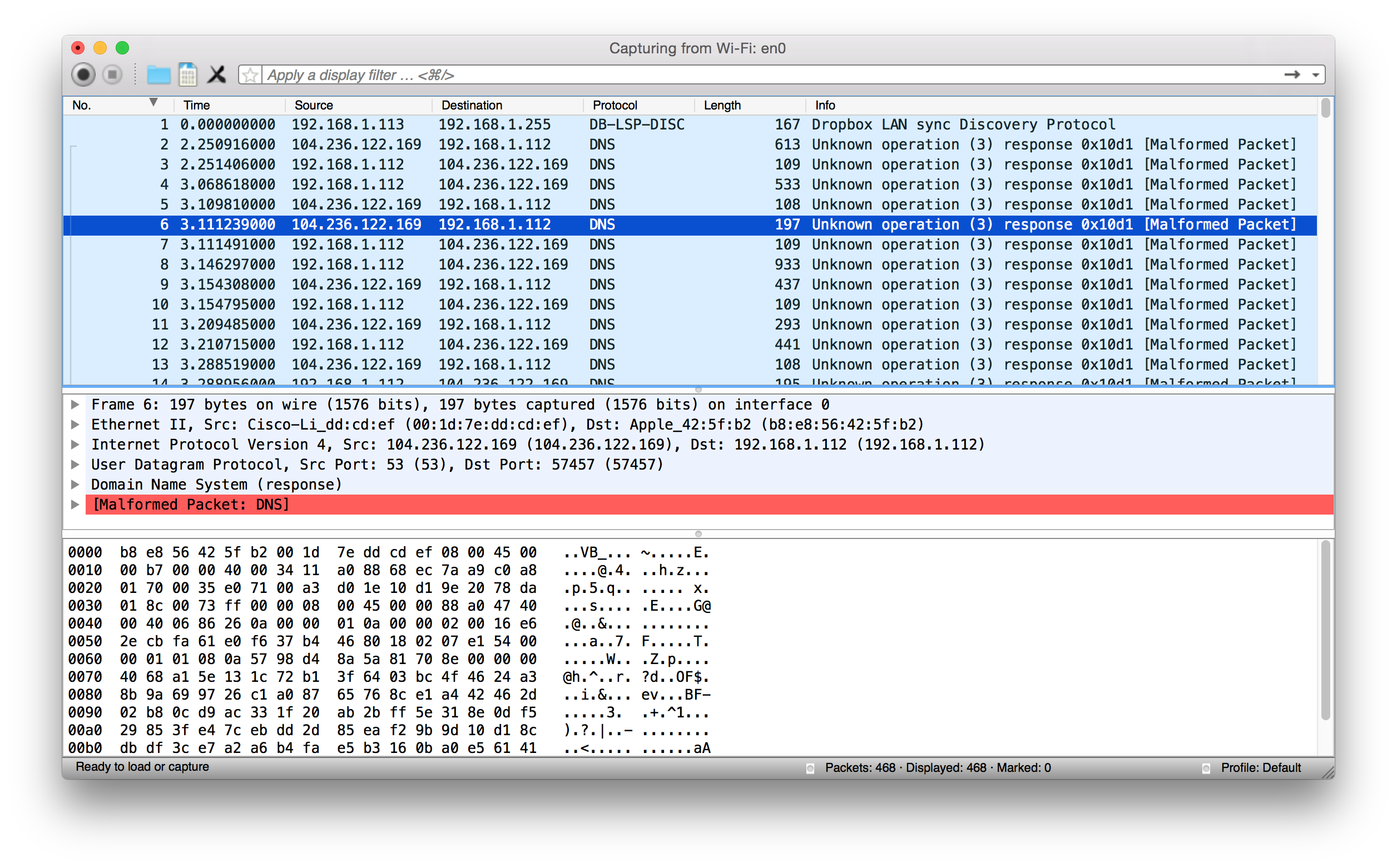 Wireshark DNS packets