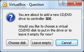Virtualbox choose disk