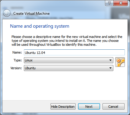 Virtualbox Create VM
