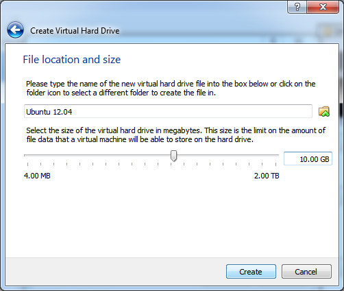 Virtualbox HD Size