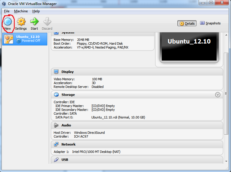 Virtualbox New