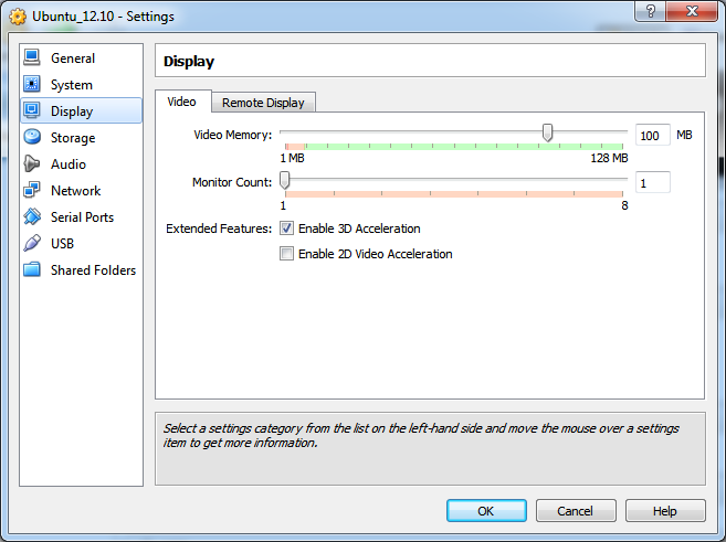 Virtualbox video memory